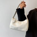 Retro Women Shoulder Bags Female PU Leather Underarm Totes Handbag (White)