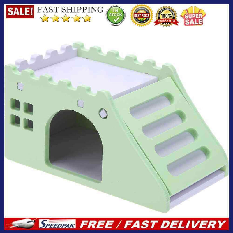 Hamster Staircase Villa Sleeping House Bear Pet Nest Log Cabinet(Green)
