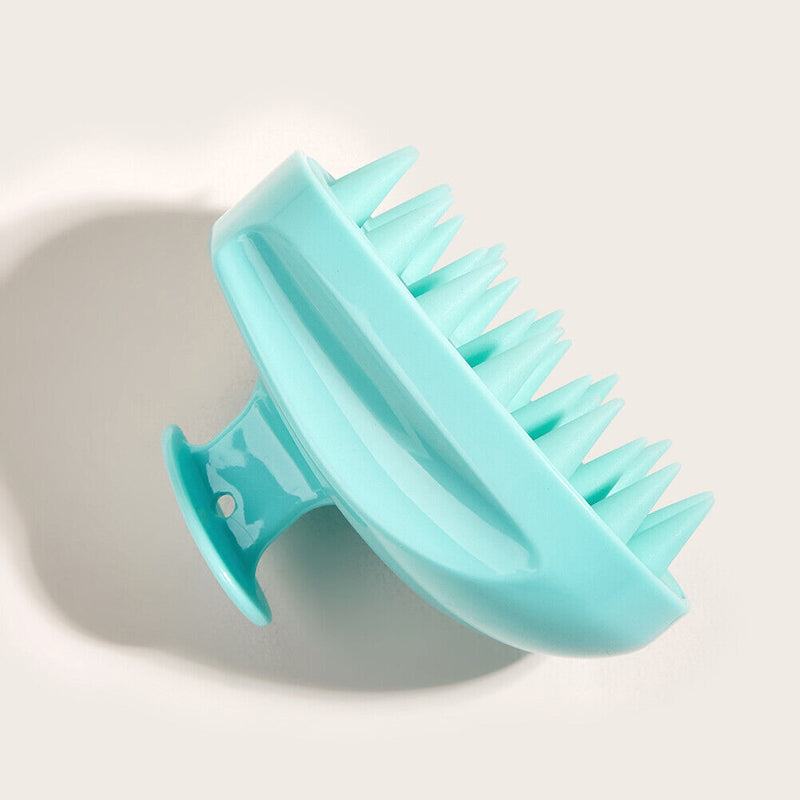 Silicone Head Smooth Hair Massage Brush Bath Scalp Stimulate (Lake Blue) Newly