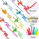 Decor Dinosaur Reusable Straws Dino Theme Straws-Plastic Cartoon Pattern