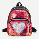 Small Travel Knapsack Sequins Heart Horse Pattern Backpacks Women Kids Rucksack