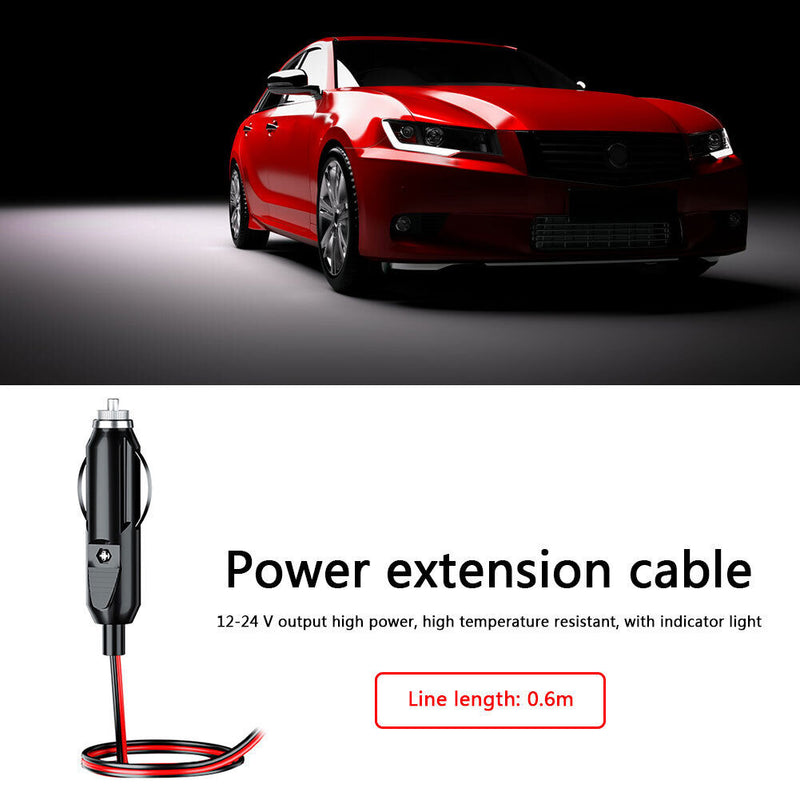 12V 24V Car Cigarette Lighter Plug Male Connector 20A Fused with 0.6m Wire