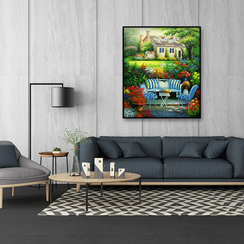 DIY Garden Mosaic Picture Kits Round Diamond Painting for Home Wall Decor Gift