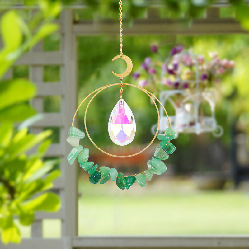 Suncatcher Crystal Moon Circle Chandelier Pendant Prism Hanging Lamp Ornament