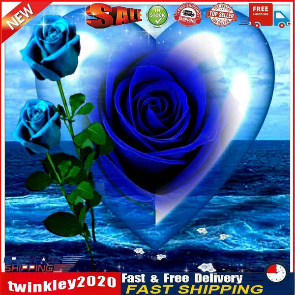 Blue Rose Heart 5D Diamond Painting Embroidery DIY Cross Stitch Home Decor Newly