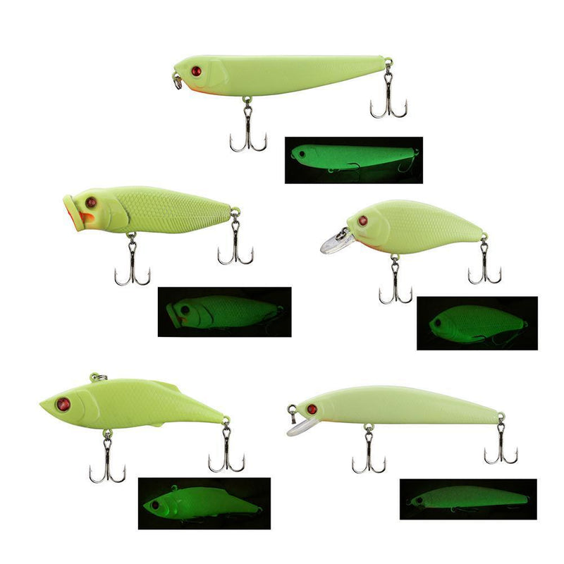 5pcs/Set Luminous Pencil Minnow VIB Popper Fishing Lures Artificial Baits