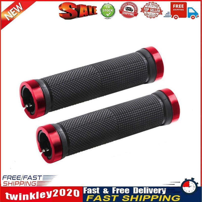 1 Pair MTB Bike Handlebar Anti-Skid Grips Rubber Bicycle Accessory (Red) Newly