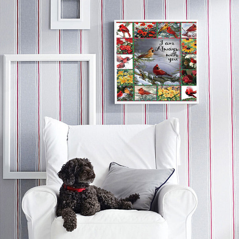 5D DIY Diamond Painting Kits Full Round Drill Cardinal in Frame Mosaic Picture