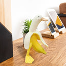 Banana Duck Art Statue Whimsical Peeled Banana Duck Decoration for Garden Yard