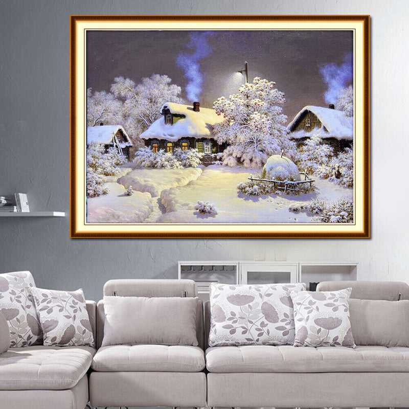 DIY 5D Diamond Snow House Painting Embroidery Home Decor Craft A Newly