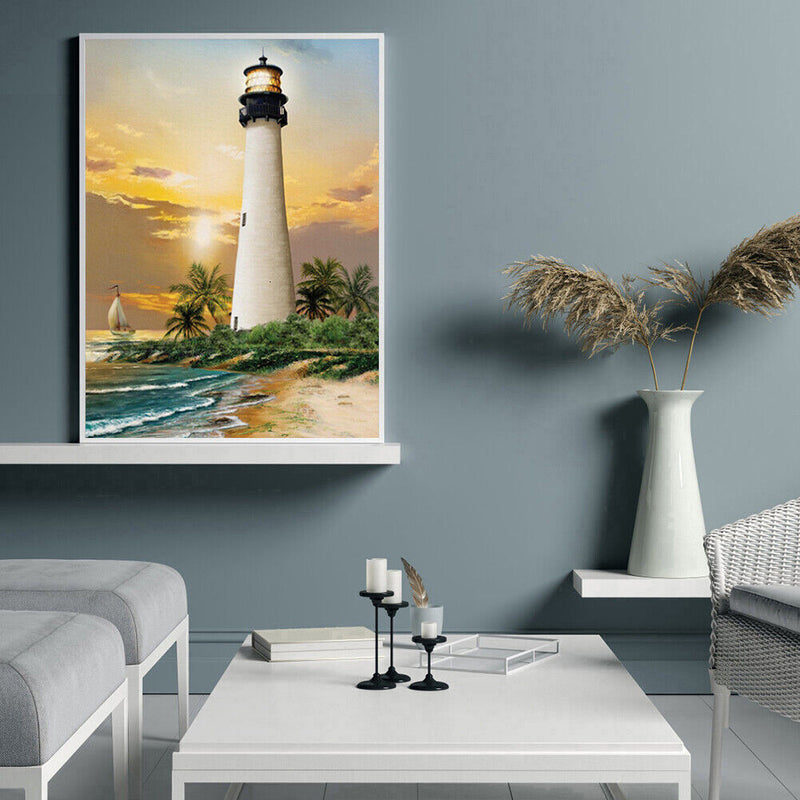 Lighthouse Full Round Diamond Embroidery Rhinestone Painting Mosaic Cross Stitch