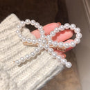 Korean Girls Pearls Bowknot Fringe Barrette Women Bang Ponytail Hair Clips