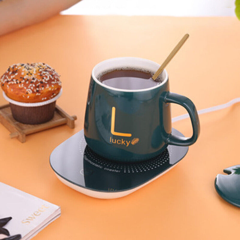 55-Degree USB Cup Heated Coaster Gravity Sensor Mug Warmer Pad Mat (Green)