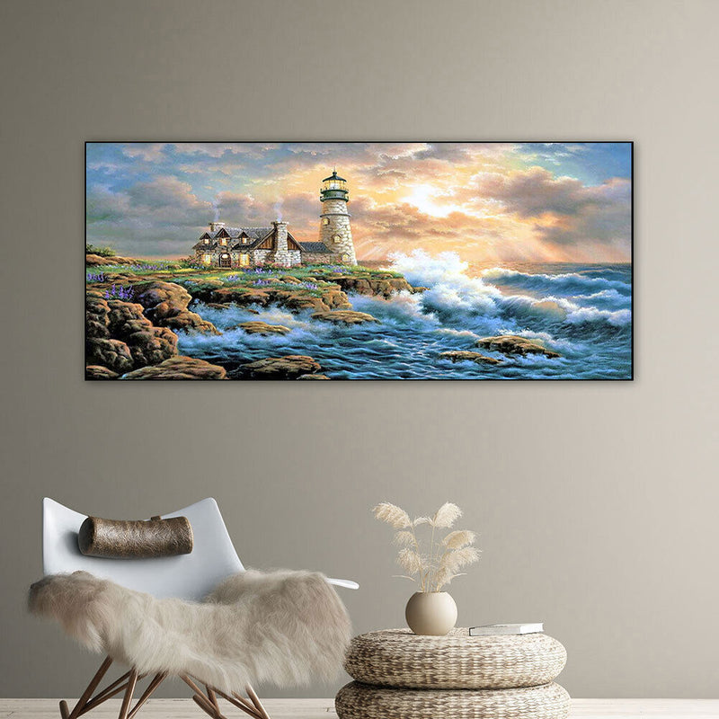 Lighthouse Oil Paint By Numbers Kits Canvas Picture Wall Art DIY Craft Colo