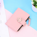 Cute Clutch Women Bifold Purse Solid Color Leather Card Holder (Light Pink)