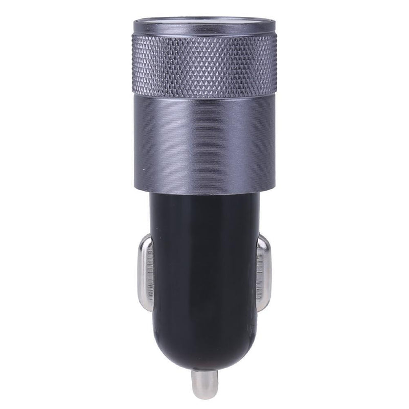 Metal Dual USB 2.1A Car Cigarette Lighter Adapter Charger(Gray+Black) Newly