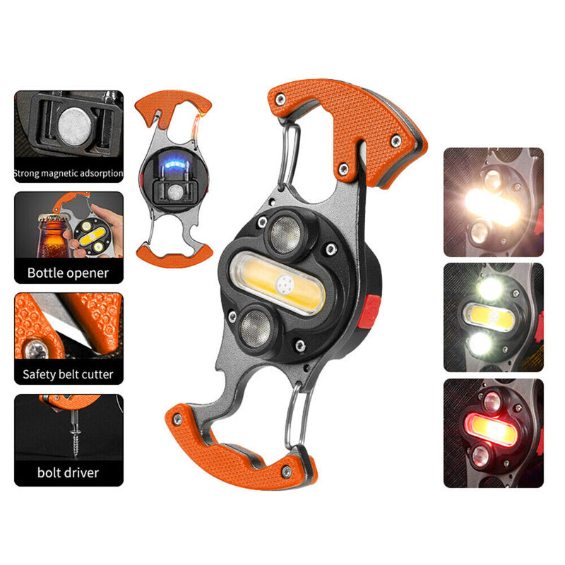 #A Portable COB Work Light Mini Keychain Flashlight Camping Bottle Opener LED Li
