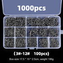 Mixed Sizes Fishing Hooks Set High Carbon Steel Sharp Barbed Hook (1000pcs)
