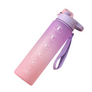 1000ml Sports Water Bottle with Time Marker Outdoor Fitness Cups (Purple) Newly