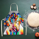 Oil Paint Cattle Print Kitchen Linen Apron Waterproof Bibs Pinafore for Women