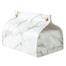Marble Tissue Box Case Leather Home Car Napkin Paper Towel Container (White