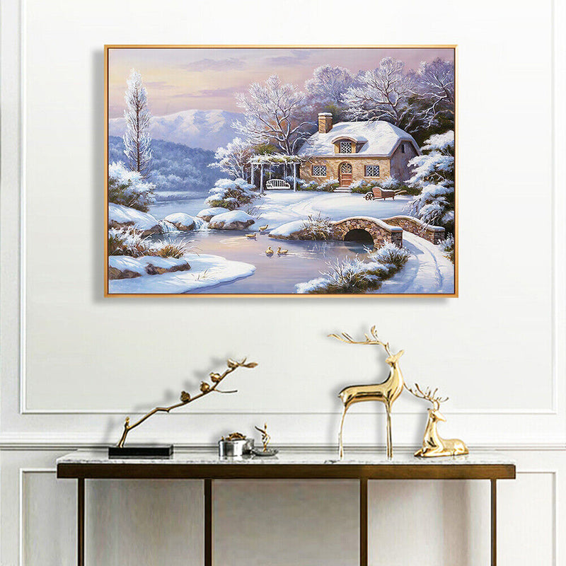 Snow Scene Paint By Numbers Kit DIY Frameless Art Acrylic Picture On Canvas