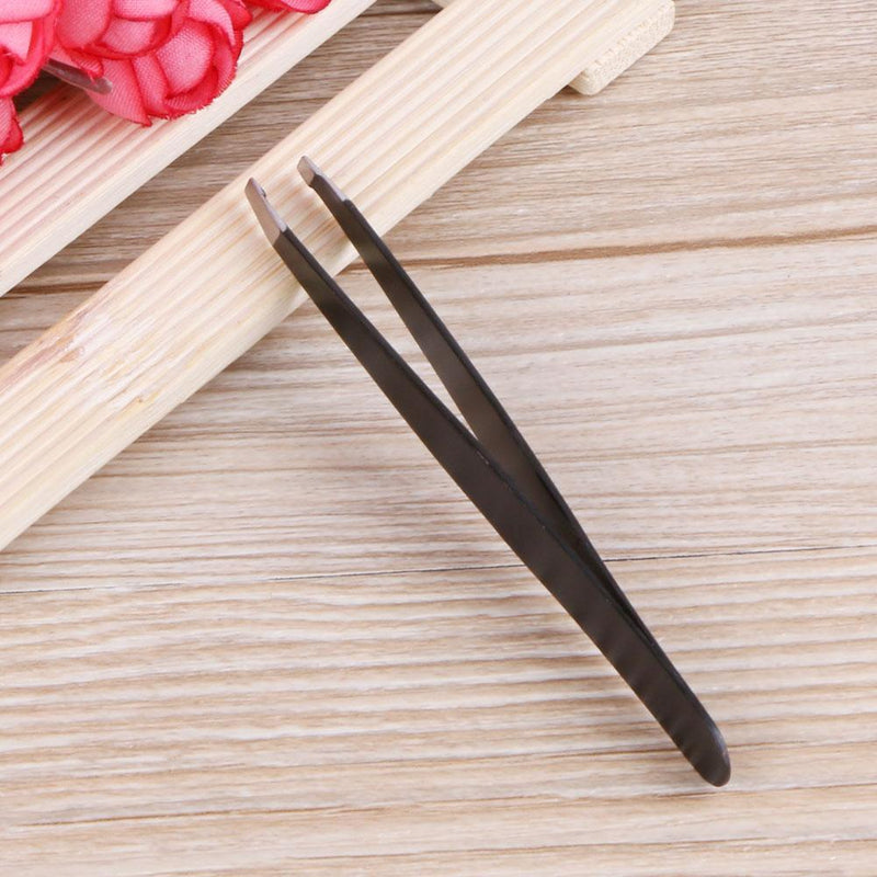 Pro Oblique Eyebrow Tweezers Stainless Steel Eyebrow Shaping(Black)
