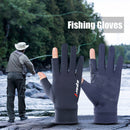 1 Pair Fishing Gloves Anti-slip 2 Fingers Cut Ice Silk Hand Protect (Blue) Newly