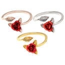 Finger Wear Opening Thimble Crochet Loop Sewing Knitting Ring Rose Flower Shape
