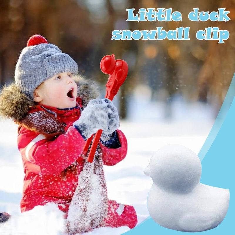Snowball Maker Tool Duck Shape Snow Ball Tongs Clip with Handle (Red)