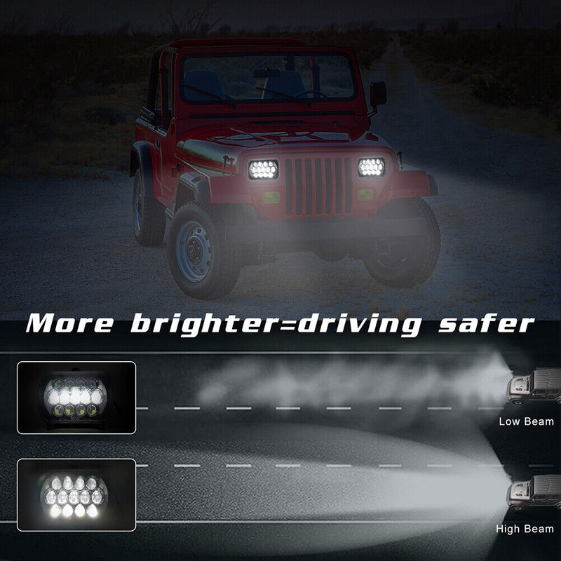 5x7 inch LED Headlight for Jeep 300W Headlamp with High Low Beam DRL Turn Signal