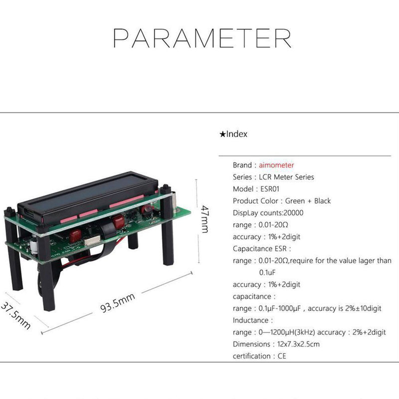 ESR Meter Capacitance Resistance SMD component Tester Inductance Tester