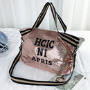 Letters Glitter Crossbody Shopping Bags Women Girl Large Shoulder Travel Handbag