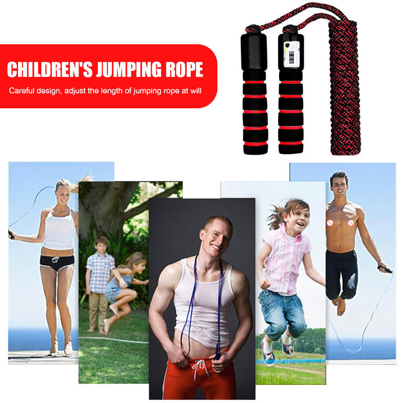 Children Skipping Rope with Counter Jumping Ropes Sports Equipment (Black) Newly