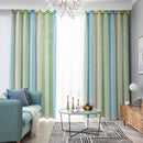Gradient Hollow Star Curtain Bedroom Full Blackout Window Drapes (Green)