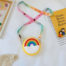 Kids Donut Round Shoulder Bag Girl Holiday Travel Rainbow Mini Crossbody Bags