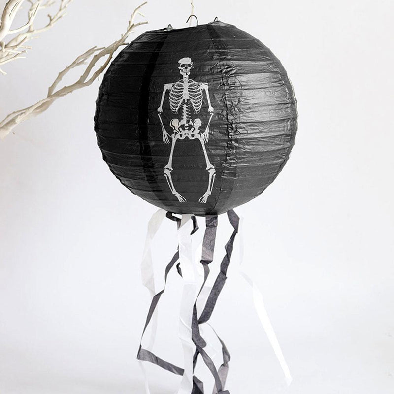Black Skeleton Paper Lanterns Reusable for Hanging Pendant Horror Props (40