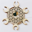 Plate Flower of Life Pattern Geometry Crystal Healing Plate Sculpture Wood Grid