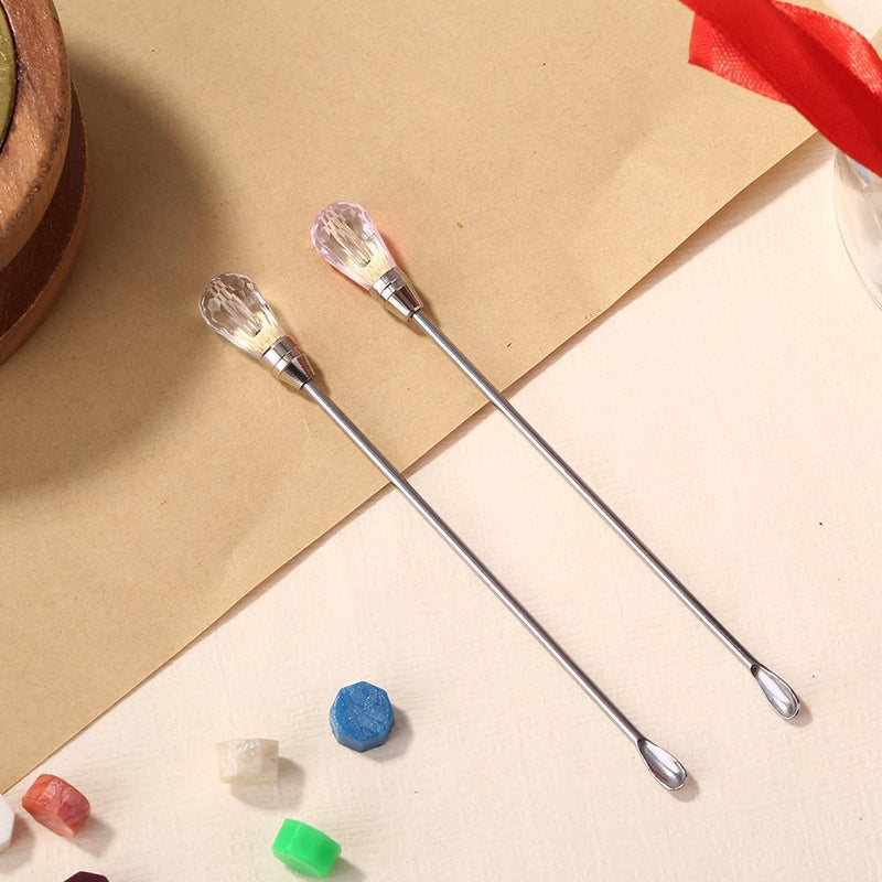 Stainless Steel Mixing Spoon Melted Wax Pills Bead Headring Stick (Pink)