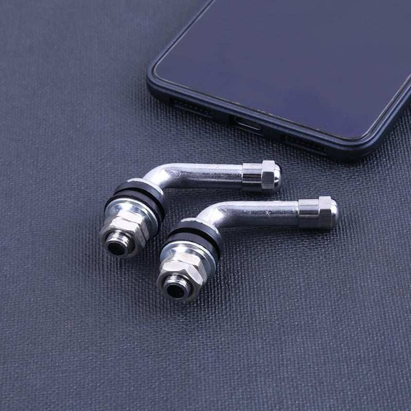 4PCS 90 Degree Angle Bolt-in Tubeless Chrome Plated Metal Tire Valve Shafts L-Shaped