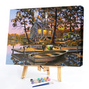 Home Hand Painted on Canvas DIY Lake House Oil Paint By Numbers Drawing Kit