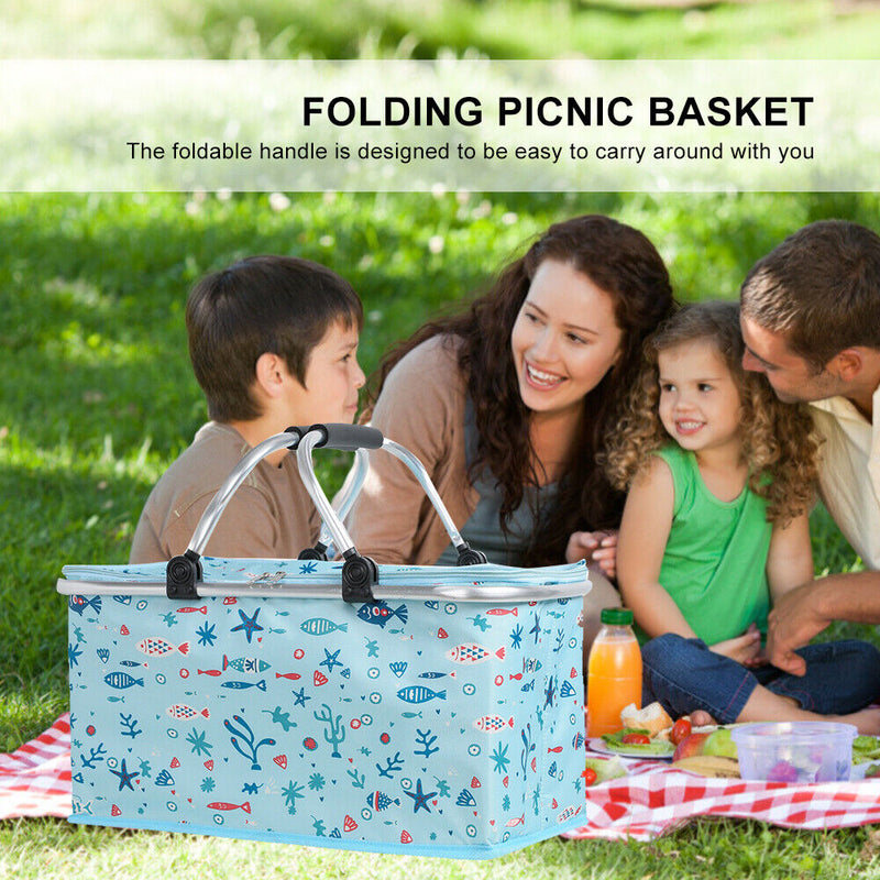 Insulated Cooler Bag with Handle, Large Capacity, Collapsible Picnic Basketball Tote