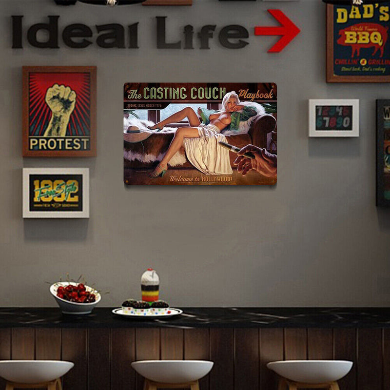 Car Sexy Lady Metal Plate Painting for Bar Pub Tin Plaques Wall Sign (A)