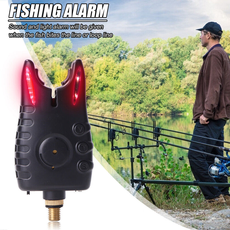 LED Fishing Bite Alarm Adjustable Tone Volume Carp Fishing Tackle (Red) Newly