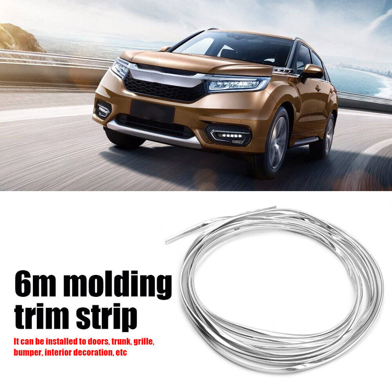 6m Universal Car Chrome Moulding Trim Strip Tape Door Edge Guard Cover Strips