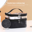 Double Layer Travel Makeup Bag Waterproof Portable Cosmetic Bag (Black) Newly