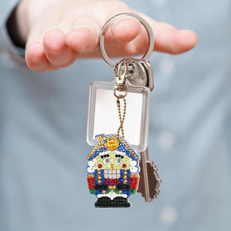 4pcs DIY Soldier Full Drill Special Shaped Diamond Painting Bag Keychains Newly