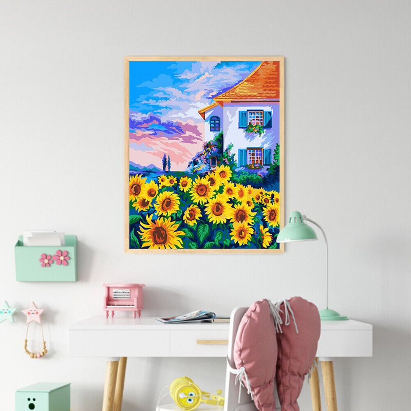 Flower Oil Paint By Numbers Kit DIY Home Decoration Gift Wall Art Picture C