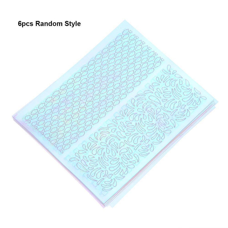 6pcs Nail Polish Art Stencil Stickers Manicure Holographic Decals Hollow
