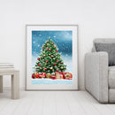 Hand Painted Oil Paint By Numbers Christmas Tree Digital Drawing On Home Canvas